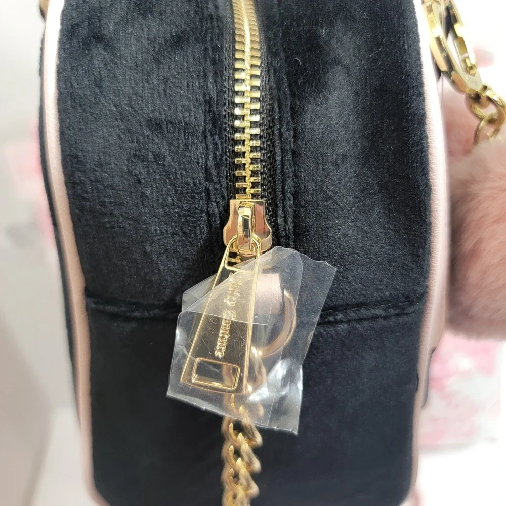 Juicy Couture Urban Heritage Bowler Bag VELOUR With Heart POM Bag Charm & WALLET